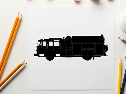 Silhouette of a fire truck vehicle emergency response