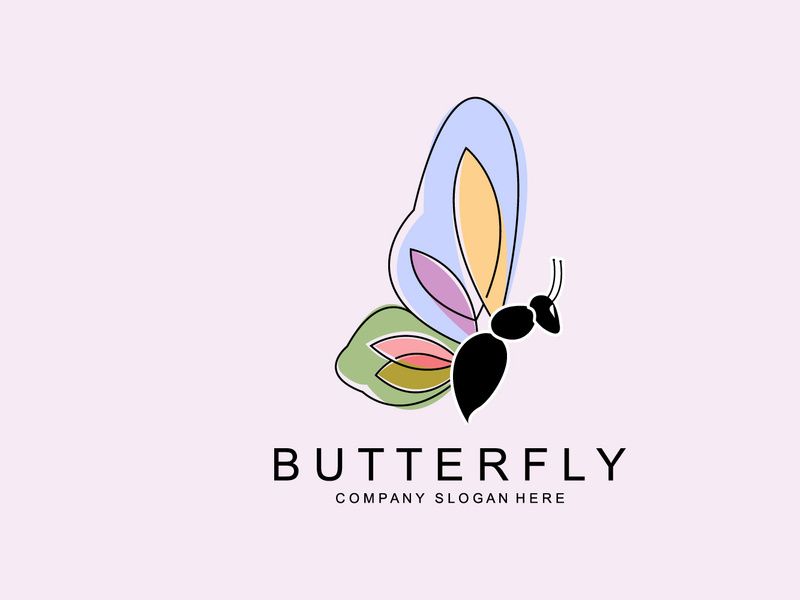Butterfly Logo Design, Beautiful Flying Animal, Company Brand Icon Illustration, Screen Printing, Salon