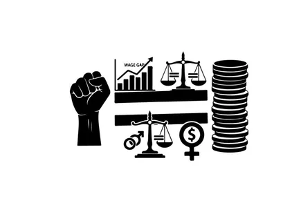 wage gap justice concept flat design vector illustration