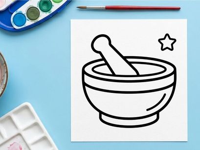 Mortar and pestle grinding herbs for natural remedies. Traditional apothecary tool crushing spices or medicinal plants for holistic wellness.