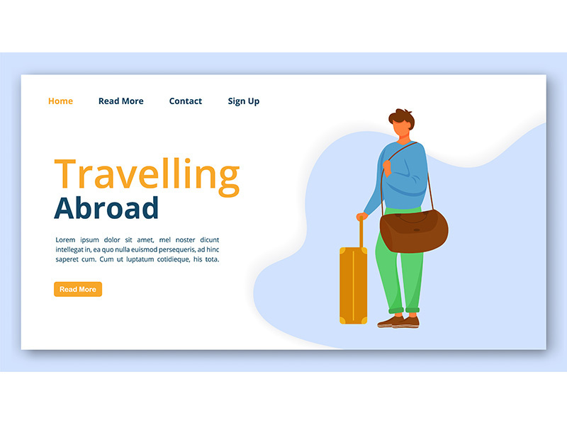 Travelling abroad landing page vector template