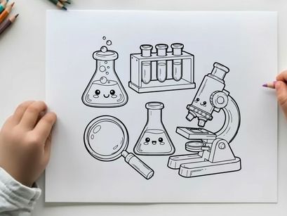 Cute science lab equipment vector illustration flat design