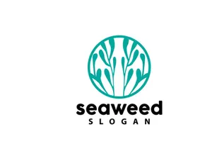 Coral reef logo vector silhouette sea fish habitat simple beautiful sea plants