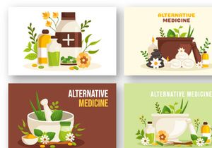 12 Alternative Medicine or Herbal Cure Illustration