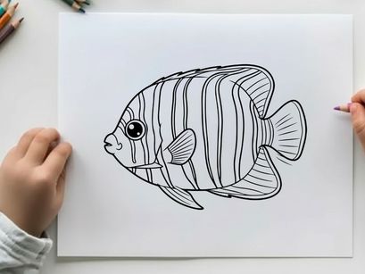 Angelfish swimming underwater vector illustration flat design