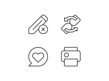 Interface creation process pixel perfect linear icons set preview picture