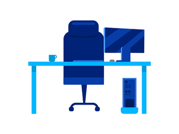 Office working place flat color vector object preview picture
