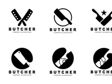 Butcher logo design, Knife Cutting Tool Vector Template, Product Brand Illustration Design For Butcher, Farm, Butcher Shop