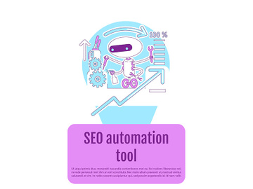 SEO automation tool poster flat silhouette vector template preview picture