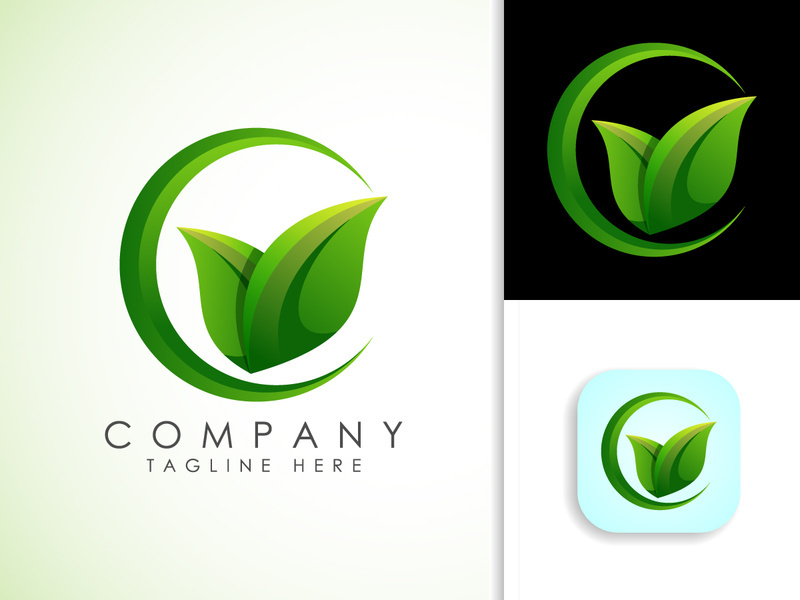 Leaf icon sign symbol, Gradient green leaf, Organic logo design vector illustration