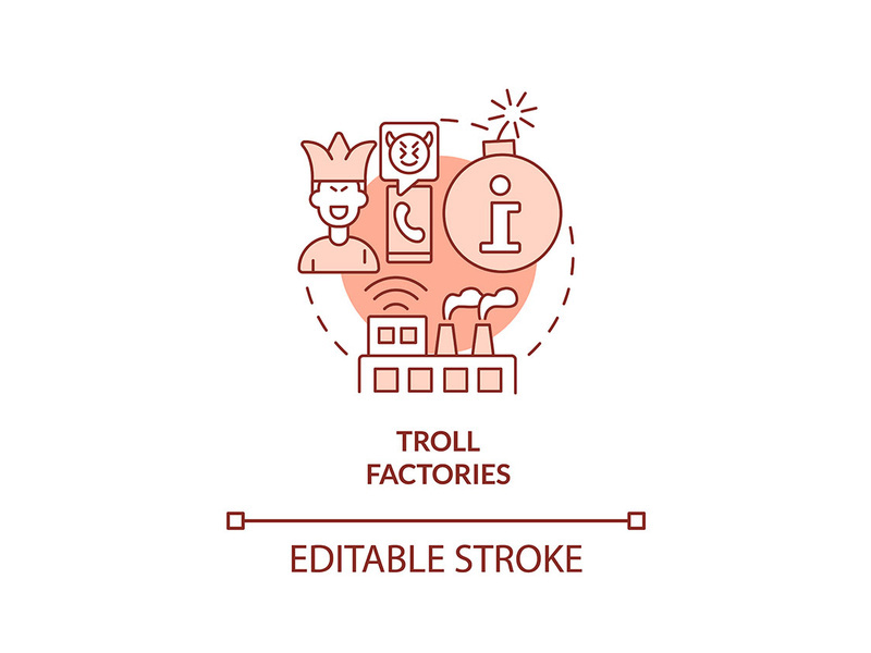 Troll factories red concept icon