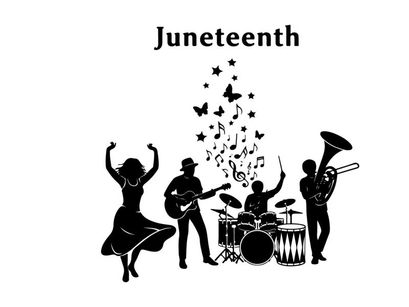 Juneteenth celebration silhouette with musician band