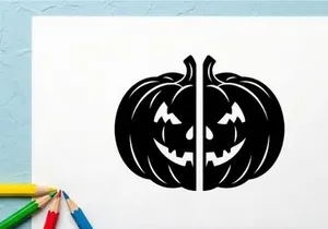 Stylized Halloween Jack-o'-lantern with Menacing Face for Fall Decor