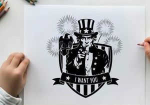 Uncle sam wants you silhouette patriotic american symbol