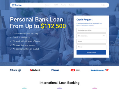 Banca - Bank loan landing page full design template