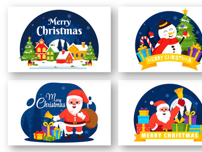 12 Merry Christmas Celebration Illustration