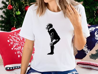 American football player in ready position silhouette