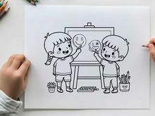 Children playing with moon balloons vector illustration flat design