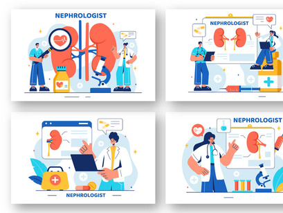 9 Nephrologist Vector Illustration