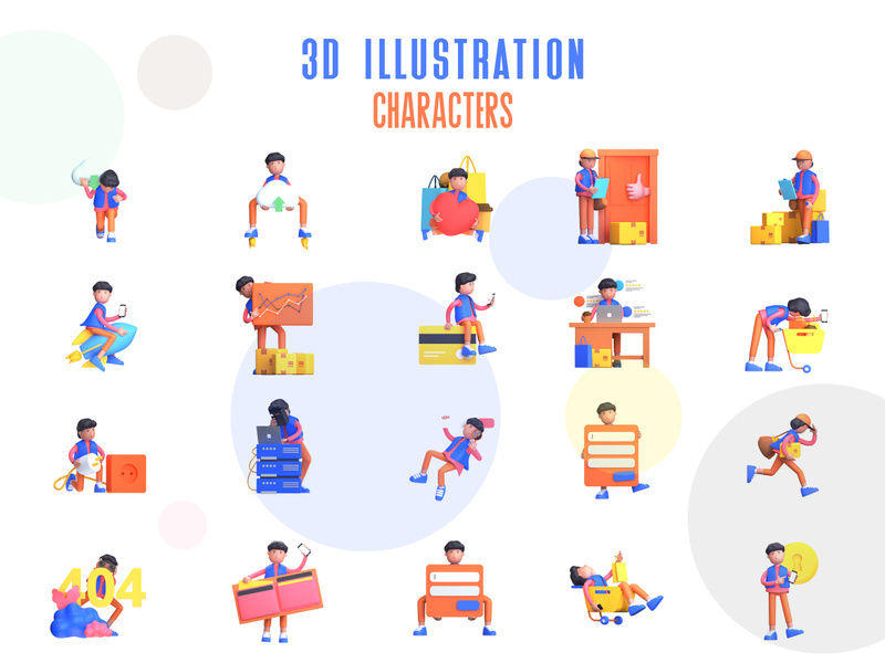 3D Startup, Business, Finance and E-Commerce illustration