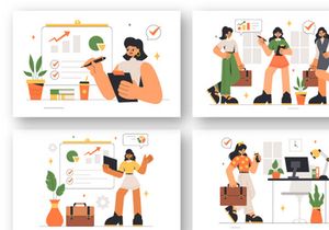 12 Confident Businesswomen Illustration