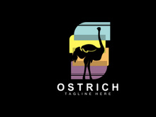 Ostrich Logo Design, Desert Animal Illustration, Living In The Forest, Vector Camel Brand Product