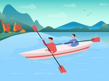 Kayaking flat color vector illustration preview picture