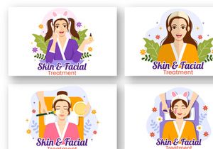 12 Facial and Skin Treatment Illustration