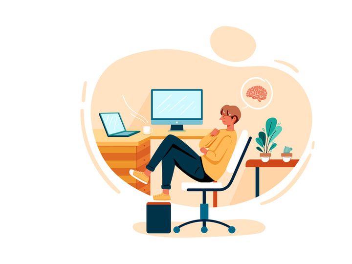 Businessman brainstorming about startup
