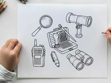 Investigation tools set flat design vector illustration