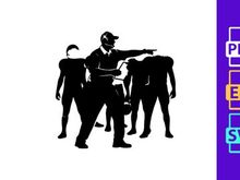 Silhouette of a group of people in black and white illustration