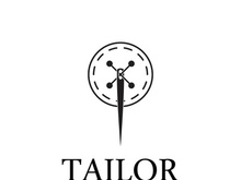 Tailor logo icon illustration template combination of buttons for clothes, thread and sewing machine, for clothing product design