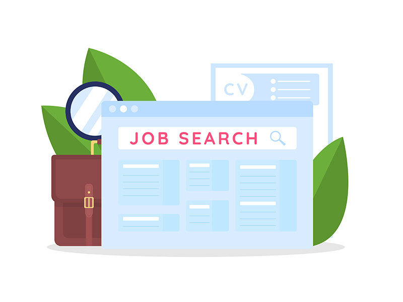 Job search flat concept vector illustration