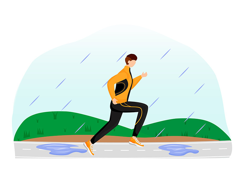 Athlete flat color vector illustration