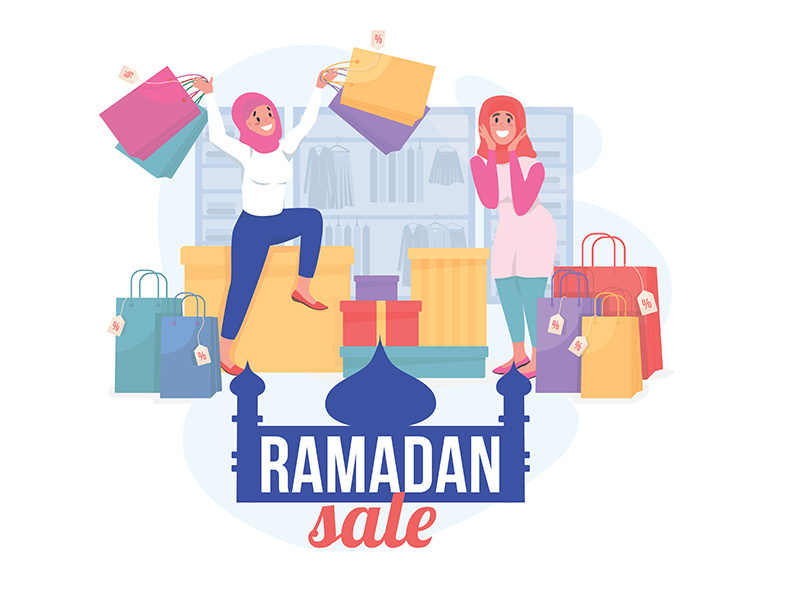 Ramadan sale flat concept vector illustration