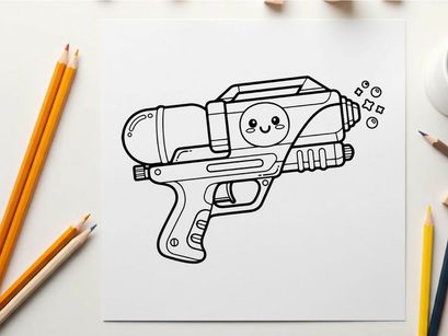 Cute gun character smiling vector illustration flat design