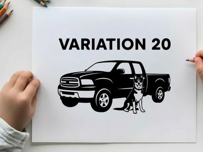 Silhouette of a pickup truck with a dog variation 20