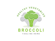 Broccoli Logo Design, Green Vegetable Vector, Broccoli Wallpaper, Vegetable Supermarket Illustration Garden Product Brand