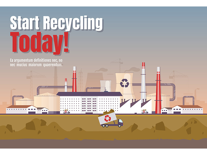 Start recycling today banner flat vector template