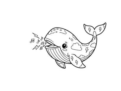 Singing whale with music notes vector illustration