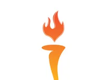 Burning Torch Fire Flame with Pillar column logo design