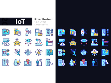 IoT pixel perfect light and dark theme color icons set preview picture