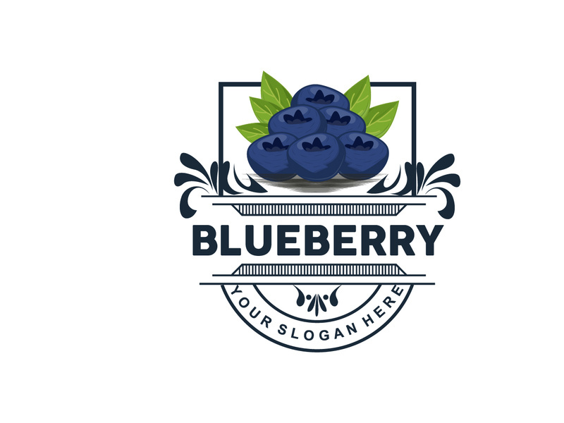 Blueberry Logo, Garden Farm Fresh Fruit Vector