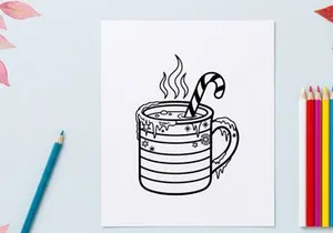 Steaming hot coffee mug with Christmas snowflake steam for festive winter morning celebrations