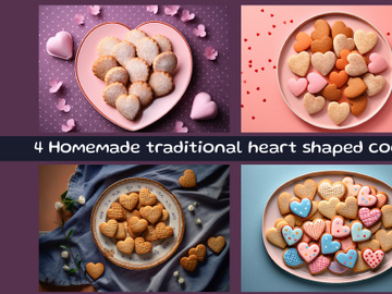 Homemade traditional heart shaped cookies preview picture