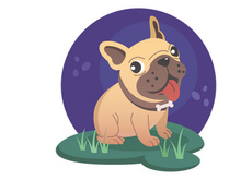Portrait of cute little dog vector illustration.
