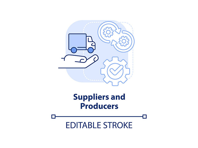 Suppliers and producers light blue concept icon
