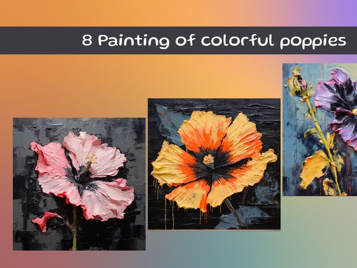 Painting of colorful poppies