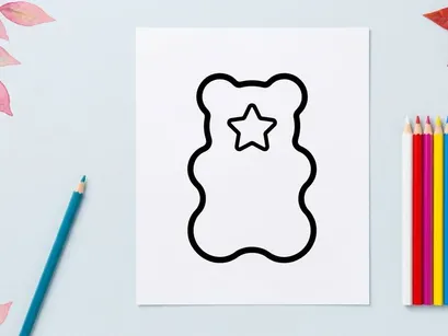 Cute cartoon bear with star cutout for Halloween. Friendly animal mascot design for festive decorations and kids crafts.