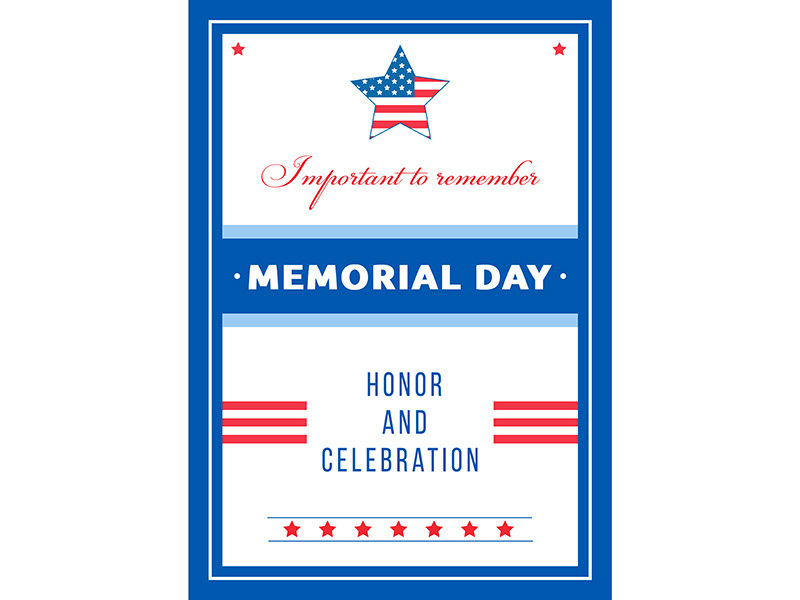 Memorial Day event poster flat vector template